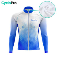 MAILLOT LONG DE CYCLISME AUTOMNE BLEU - CRISTAL+ maillot automne cyclisme GT-Cycle Outdoor Store
