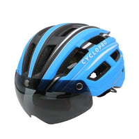 casque velo visiere bleu