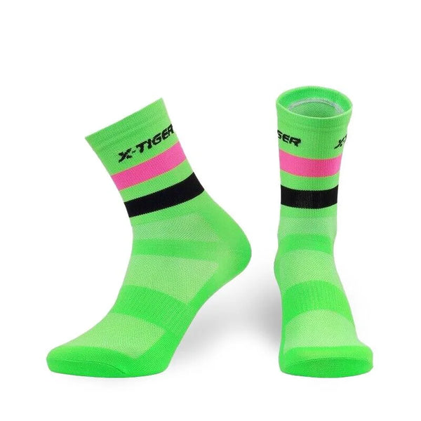 Chaussettes pour cycliste Verte Chaussettes respirantes X-TIGER Official Store 