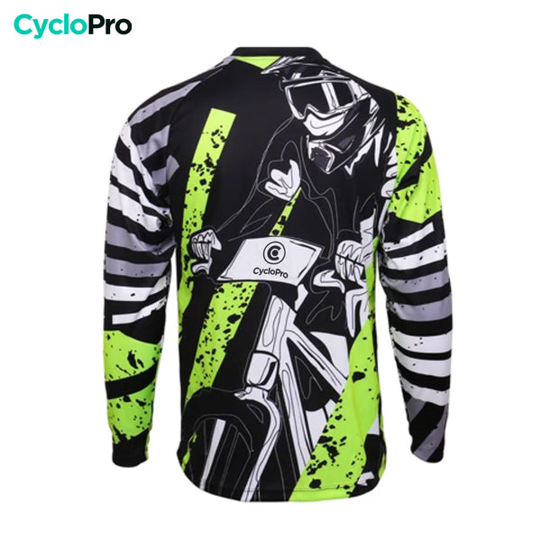 maillot manches longues vtt noir vert dos