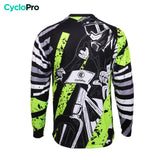 maillot manches longues vtt noir vert dos