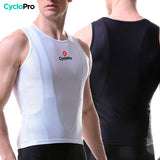 sous maillot cycliste sans manches blanc noir