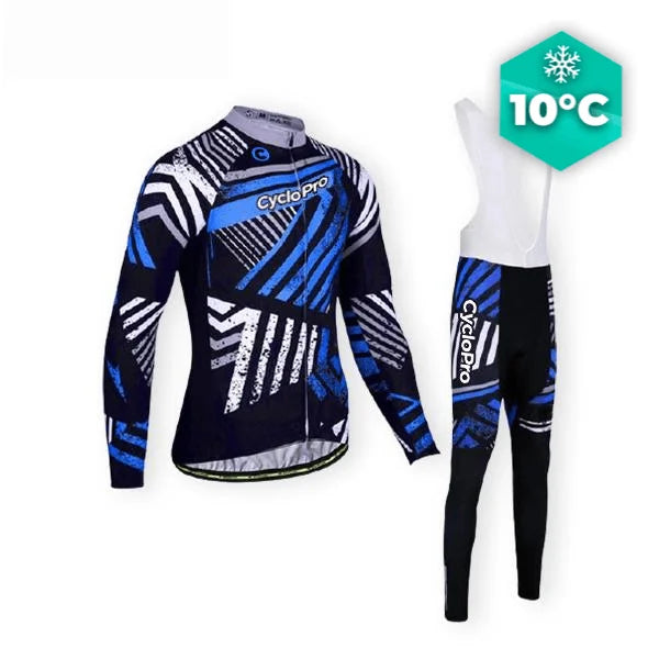 TENUE CYCLISTE AUTOMNE BLEUE - DIRTY+ tenue de cyclisme CycloPro Avec XS 