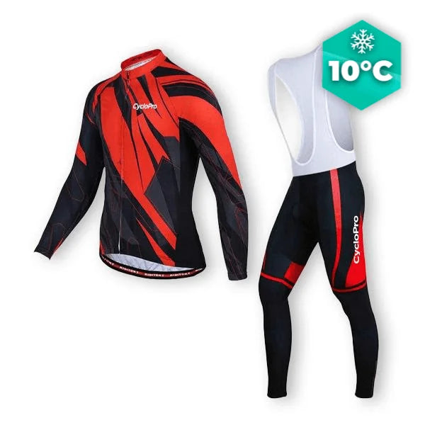 TENUE CYCLISTE AUTOMNE ROUGE - ABSTRACT+ tenue de cyclisme CycloPro Avec 3XL 