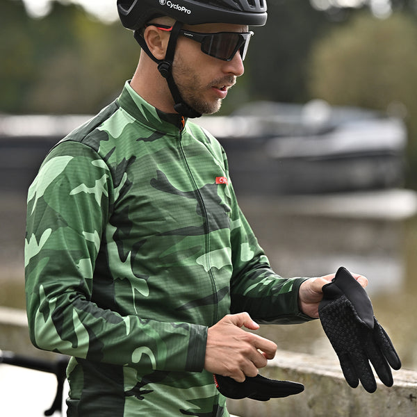 veste thermique cyclisme militaire verte feuille 2