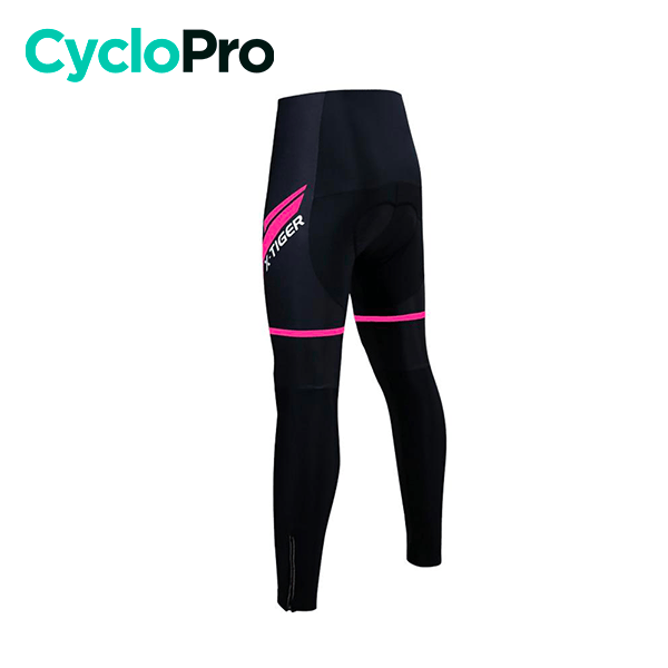 COLLANT CYCLISTE POUR FEMMES NOIRE ET ROSE - HIVER - DESTOCKAGE collant thermique femme Cyclo Pro 