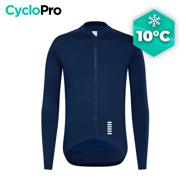 MAILLOT DE CYCLISME AUTOMNE BLEU MARINE - PRO FIT maillot automne cyclisme CycloPro L 