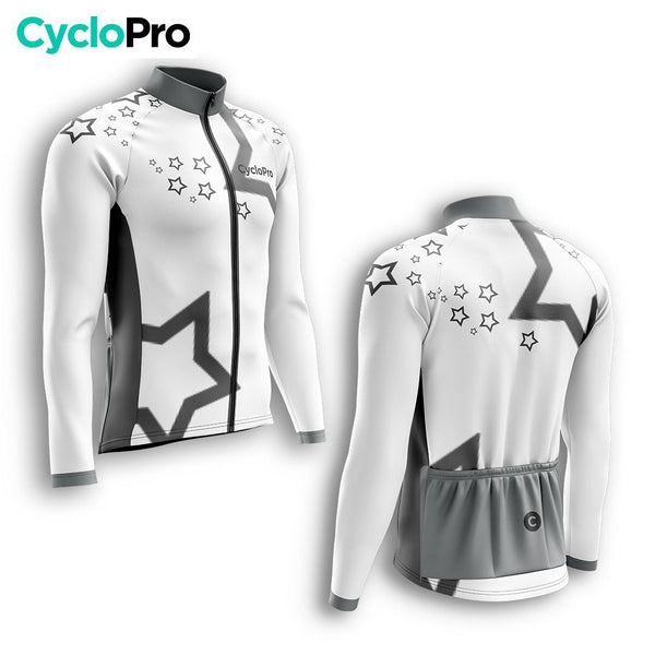 MAILLOT LONG DE CYCLISME AUTOMNE BLANC - STAR+ maillot cyclisme automne GT-Cycle Outdoor Store 