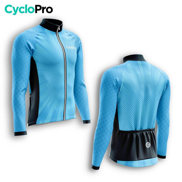 MAILLOT LONG DE CYCLISME AUTOMNE BLEU - SPEED+ maillot automne cyclisme GT-Cycle Outdoor Store 