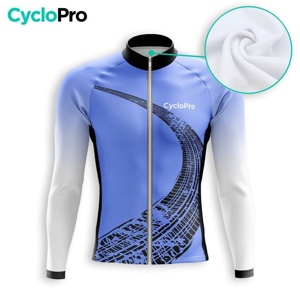 MAILLOT LONG DE CYCLISME AUTOMNE BLEU - TRACE+ Maillot cyclisme automne CycloPro 