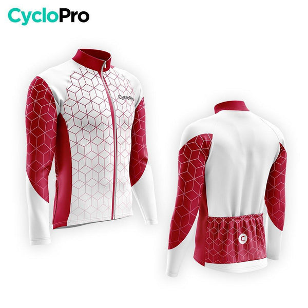 MAILLOT LONG DE CYCLISME AUTOMNE GRENAT - CUBIC+ maillot automne cyclisme GT-Cycle Outdoor Store 