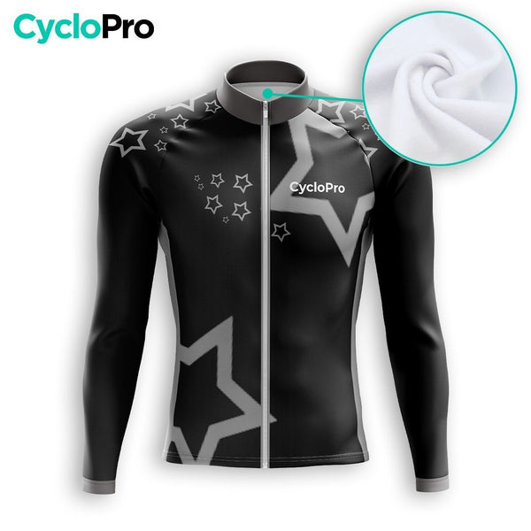 MAILLOT LONG DE CYCLISME AUTOMNE NOIR - STAR+ maillot cyclisme automne GT-Cycle Outdoor Store 