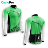 MAILLOT LONG DE CYCLISME AUTOMNE VERT - TRACE+ maillot cyclisme automne GT-Cycle Outdoor Store 