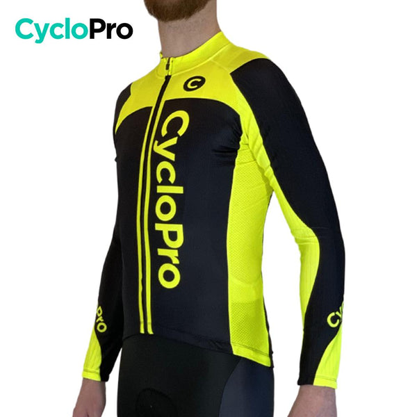 MAILLOT LONG DE CYCLISME JAUNE FLUO - AUTOMNE - FLASH+ Maillot long pour homme GT-Cycle Outdoor Store 