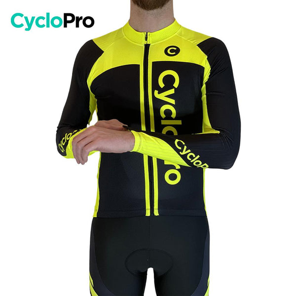 MAILLOT LONG DE CYCLISME JAUNE FLUO - HIVER - FLASH+ - DESTOCKAGE Maillot thermique homme GT-Cycle Outdoor Store 