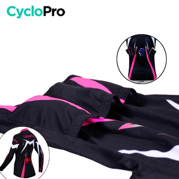 MAILLOT LONG DE CYCLISME ROSE - HIVER - CONFORT+ - DESTOCKAGE maillot thermique femme Cyclo Pro 