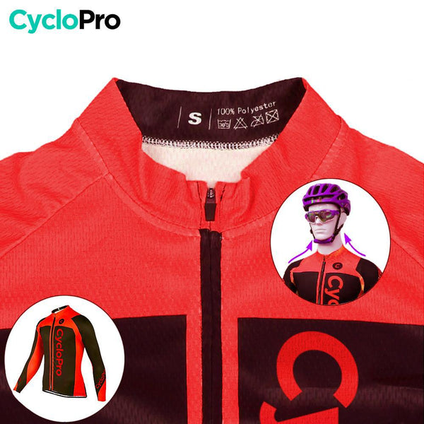 MAILLOT LONG DE CYCLISME ROUGE - HIVER - FLASH+ Maillot thermique homme GT-Cycle Outdoor Store 