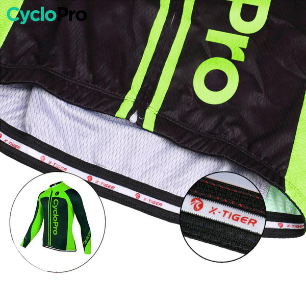 MAILLOT LONG DE CYCLISME VERT - AUTOMNE - FLASH+ Maillot long pour homme GT-Cycle Outdoor Store 