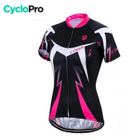 Maillot Manches Courtes Noire et Rose - Confort+ - DESTOCKAGE Tenue de cyclisme été CycloPro XS 