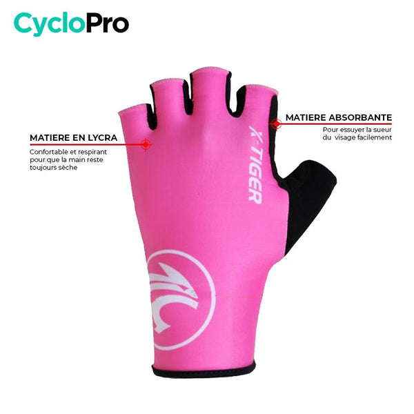 Mitaines Cycliste Femme Rose - Flash+ - DESTOCKAGE Cyclo Pro 