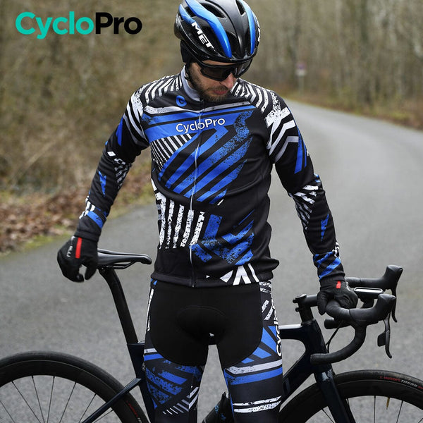 TENUE CYCLISTE AUTOMNE BLEUE - DIRTY+ tenue de cyclisme CycloPro 