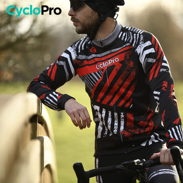 TENUE CYCLISTE AUTOMNE ROUGE - DIRTY+ tenue de cyclisme CycloPro 