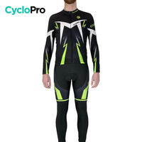 Tenue cycliste hiver Noire et Verte - Confort+ - DESTOCKAGE tenue de cyclisme hiver Cyclo Pro Avec XS 