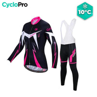 Tenue Vélo Automne Rose - Confort+ - DESTOCKAGE tenue automne femme CycloPro Avec bretelles XS 