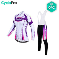 Tenue Vélo Hiver Violet - Confort+ - DESTOCKAGE tenue thermique femme CycloPro Avec bretelles XS 